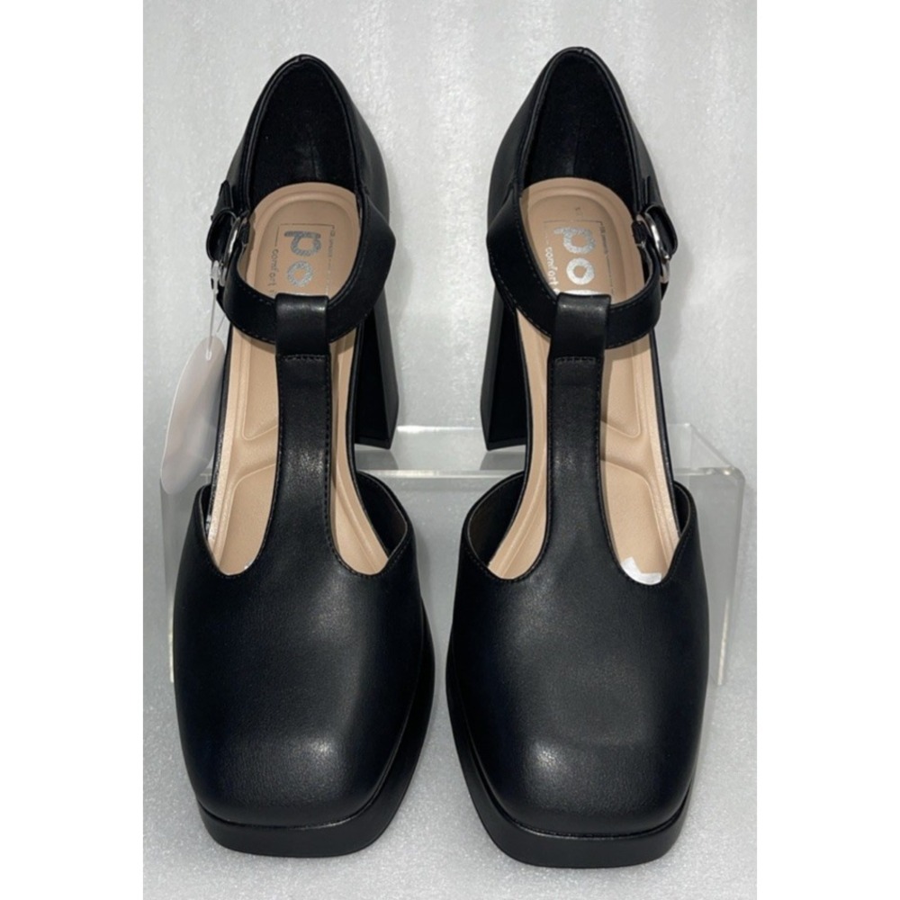 POP Worthy Black Mary Jane Chunky Platform Heeled Retro Shoe Women's Size 11 NEW - Picture 6 of 16